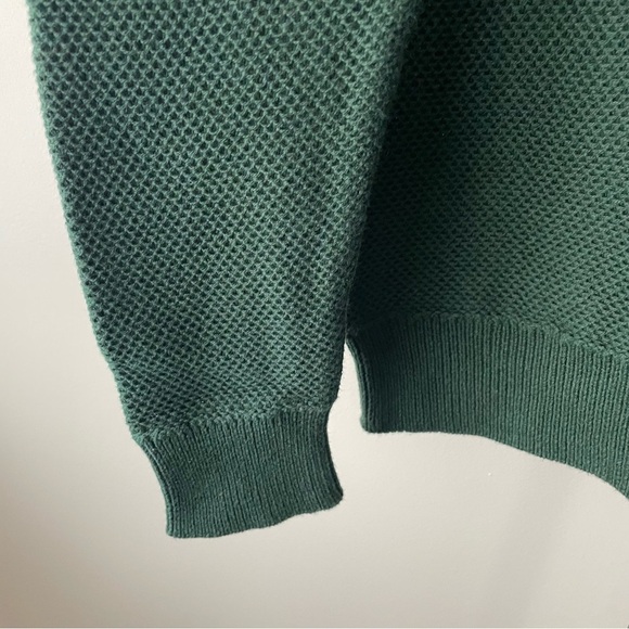 Telluride 100% Cotton Quarter Zip Turtleneck Knit Mens Sweater Forest Green - Picture 5 of 9